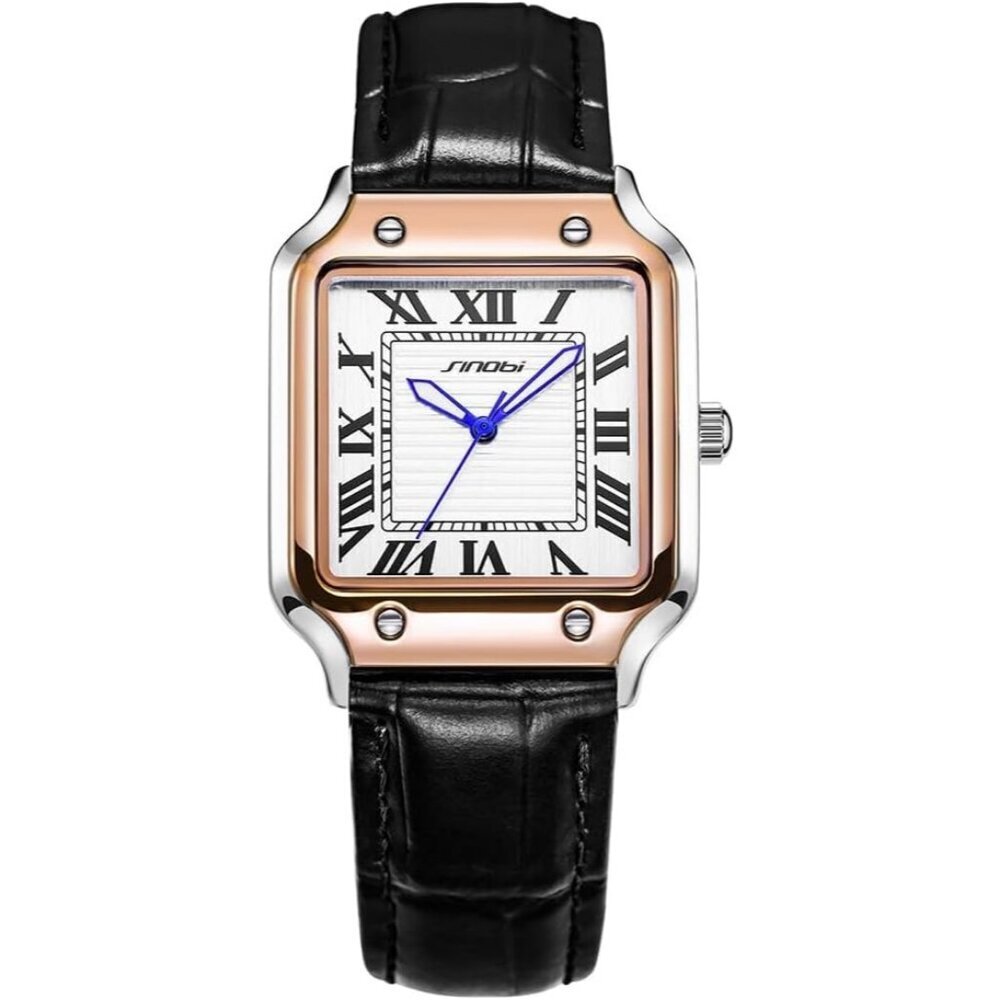 Men's Silver-Gold Classic Square Stylish Comfortable Roman Numerals Wrist Watch
